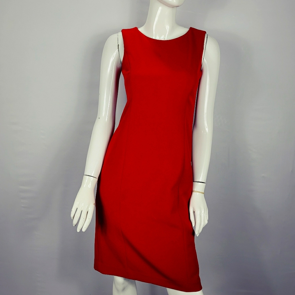 Talbots Sheath Dress Sleeveless Solid Red Size 2